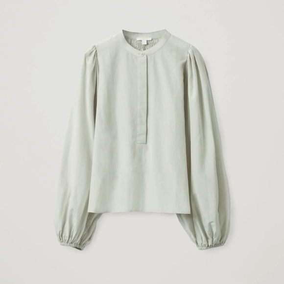 COS Tops - COS women's silk/cotton puffed sleeve blouse.  Light green. EUC. Size 12